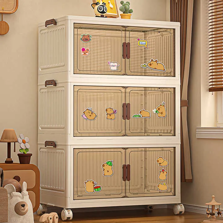 خزائن بلاستيكية قابلة للطي من 1 إلى 5 طبقات 1-5 Layers Large Capacity Transparent White Foldable Plastic