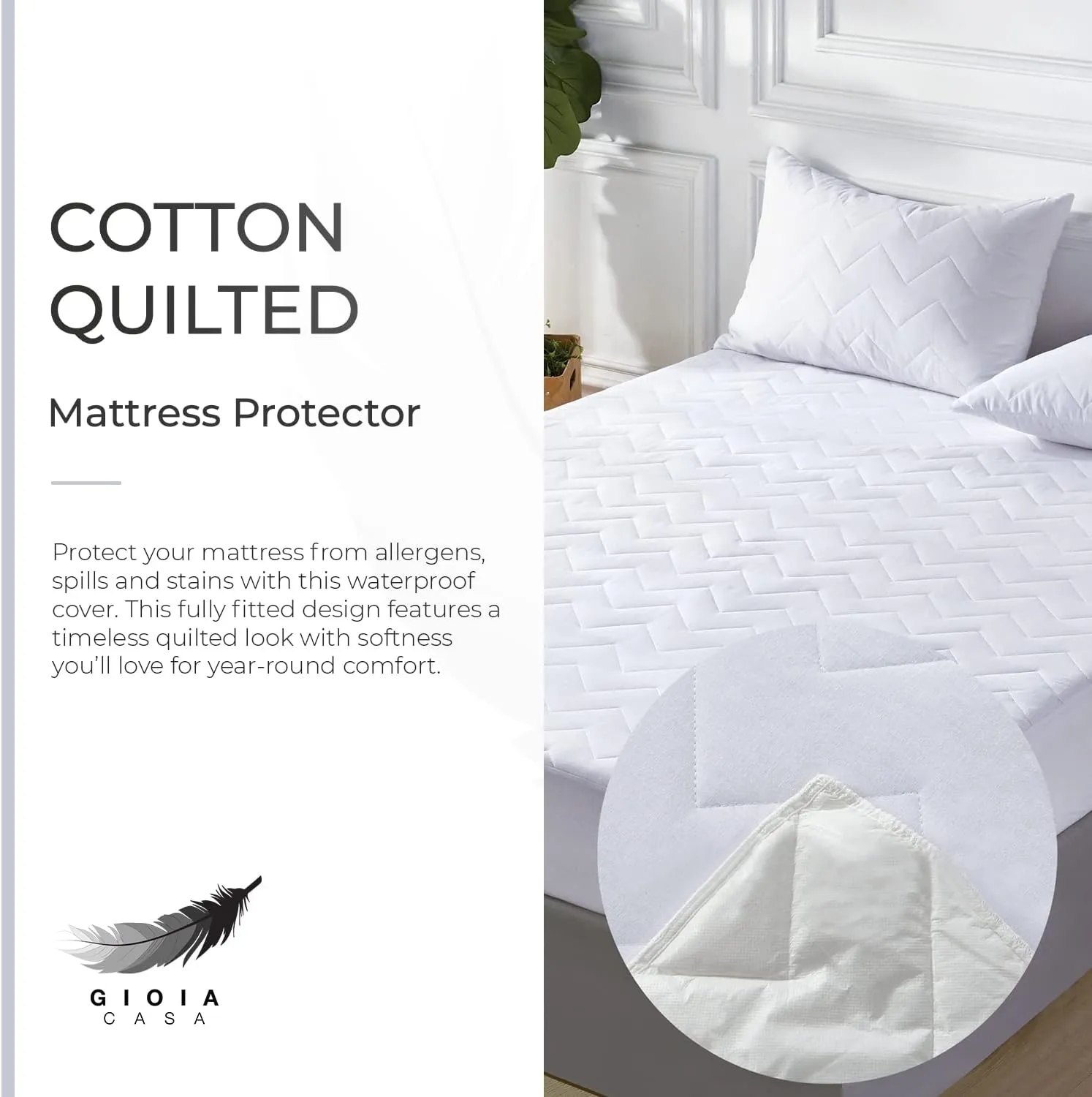 100% Ultra-Soft Cotton Quilted Anti-Microbial Mattress Cover Protector | Super King Size