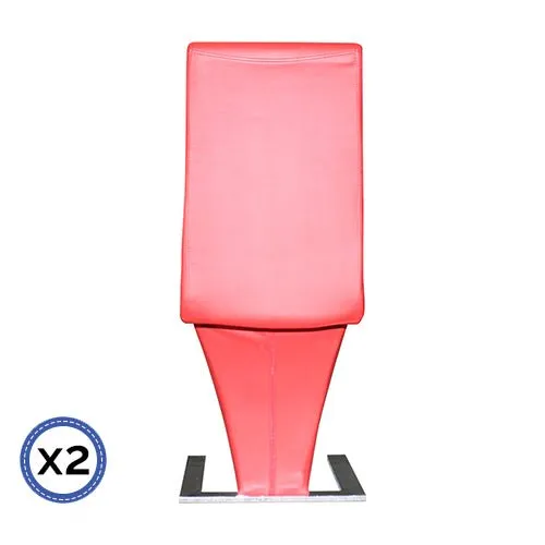 2x Retro Z Shape Red Dining Chairs
