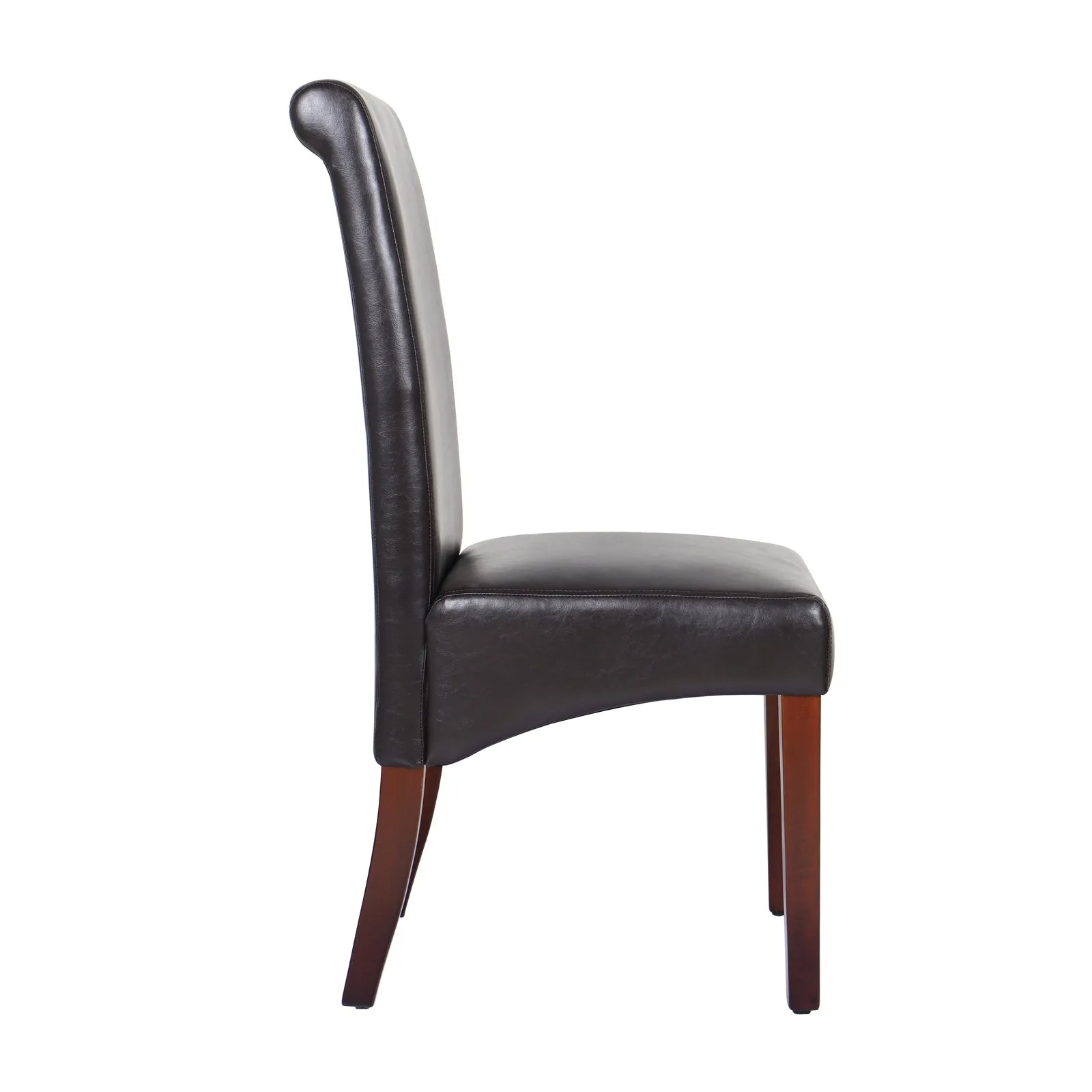 2x Wooden Frame Dining Chairs - Brown Leatherette | Solid Pine Legs