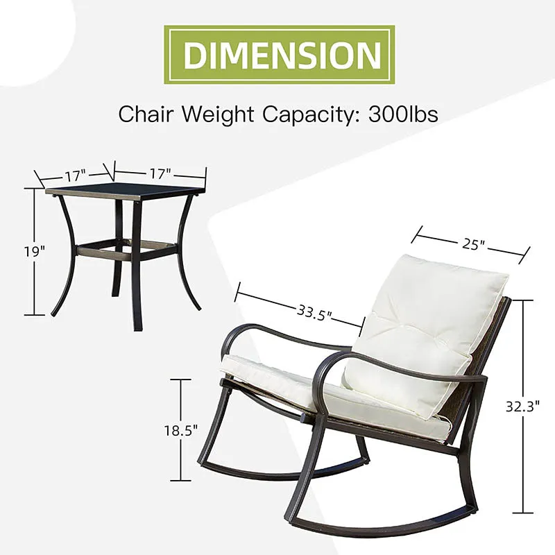 3 Pieces Rocking Chair Set