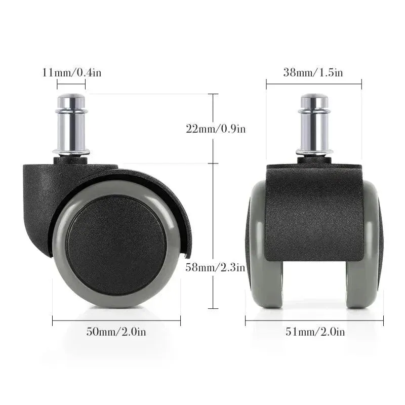 5 Piece Universal Mute Caster Set for Office Chairs 50kg Capacity