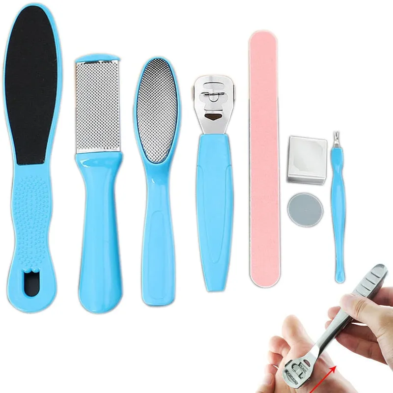8Pcs/Set Manicure Foot Care File Set Dead Hard Skin Callus Remover Scraper Pedicure Rasp Tools Pedicure Feet Care Tool Kit
