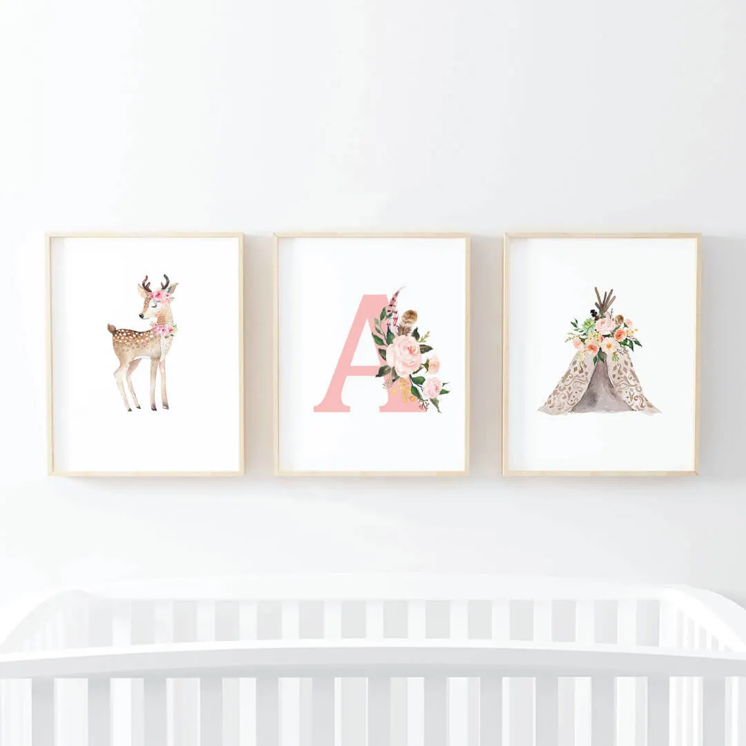 Blakely's Boho Woodland Deer Bundled Digital Nursery Art