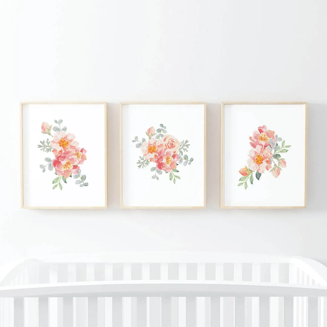 Ella's Dusty Rose Floral Digital Nursery Art Bundle