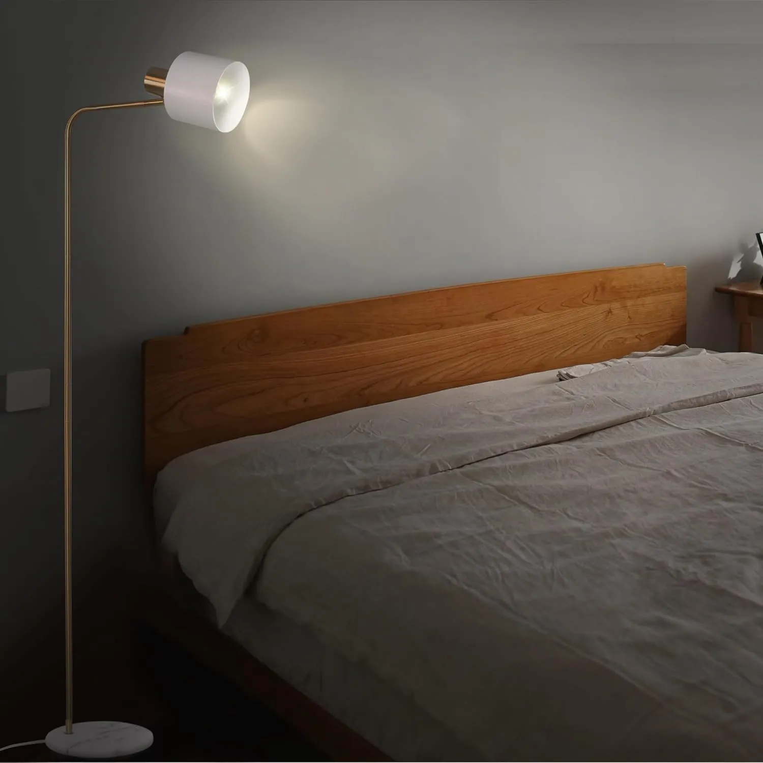 Standing Floor Lamps with 8W LED Bulb, Foot Switch & Adjustable Head,White