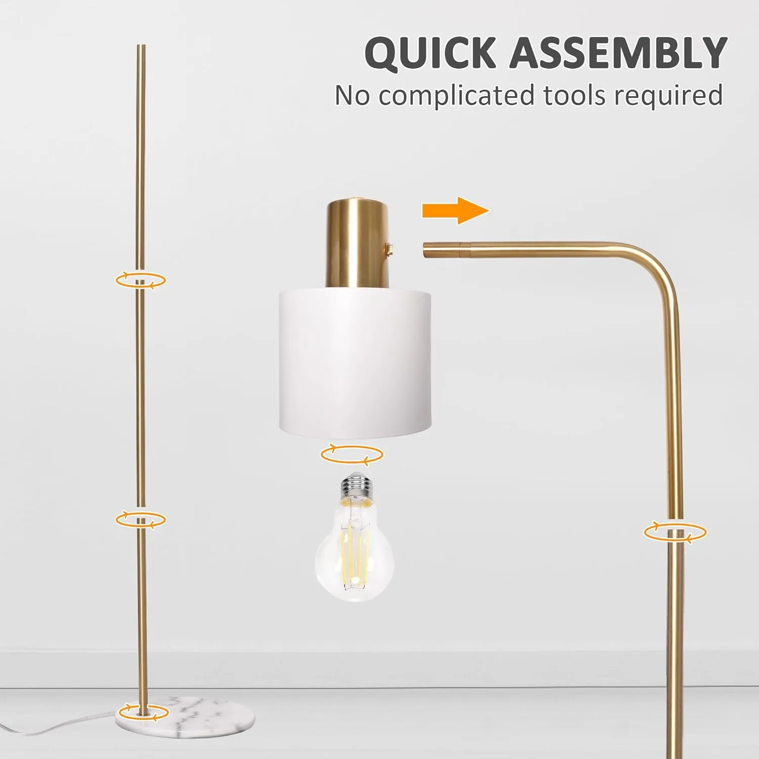 Standing Floor Lamps with 8W LED Bulb, Foot Switch & Adjustable Head,White