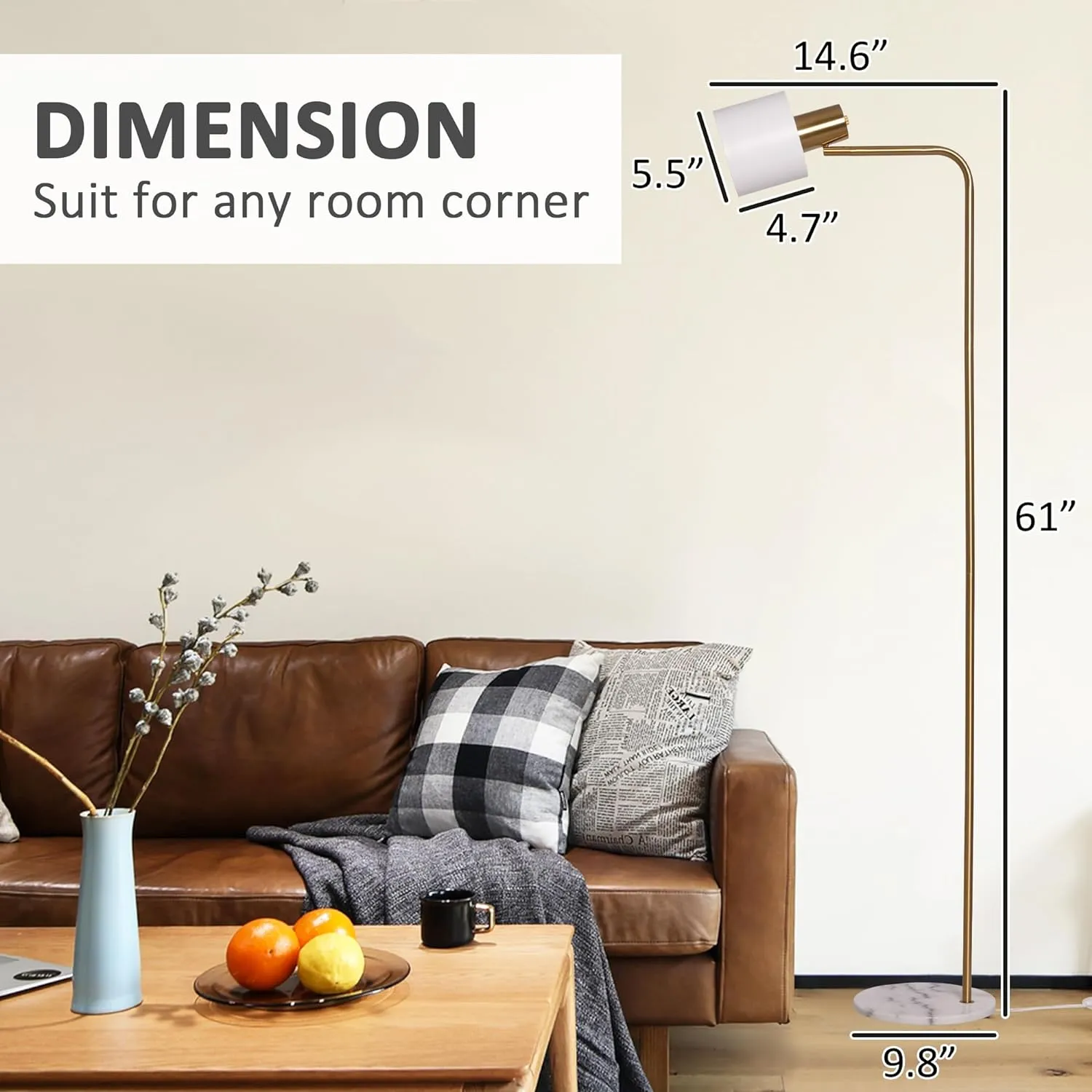 Standing Floor Lamps with 8W LED Bulb, Foot Switch & Adjustable Head,White