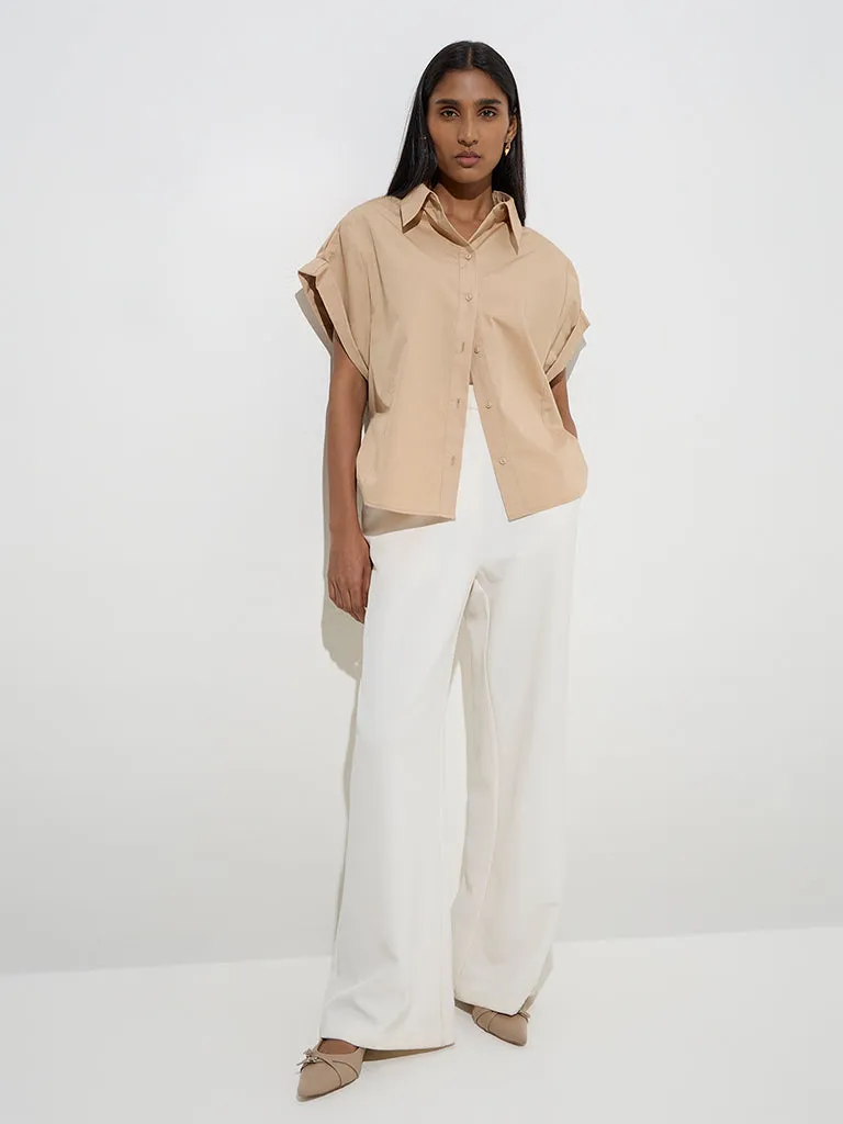 Wardrobe Beige Solid Shirt