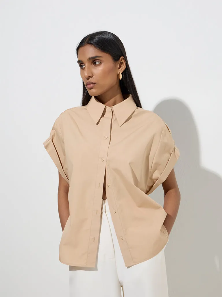 Wardrobe Beige Solid Shirt
