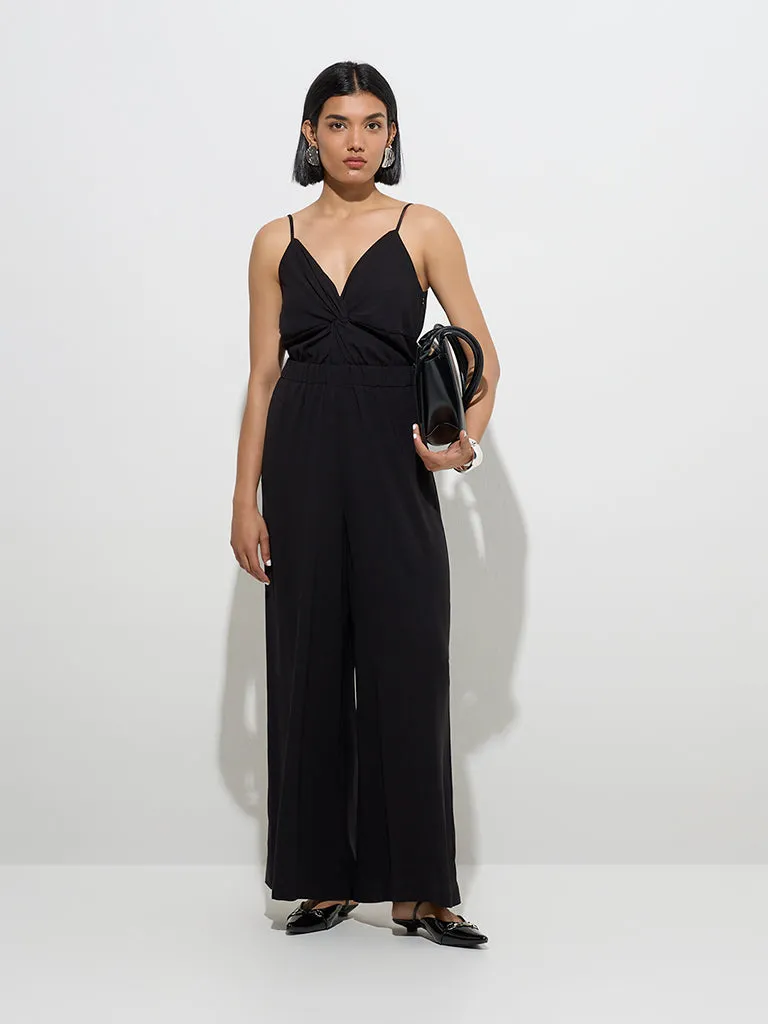 Wardrobe Black Solid Jumpsuit