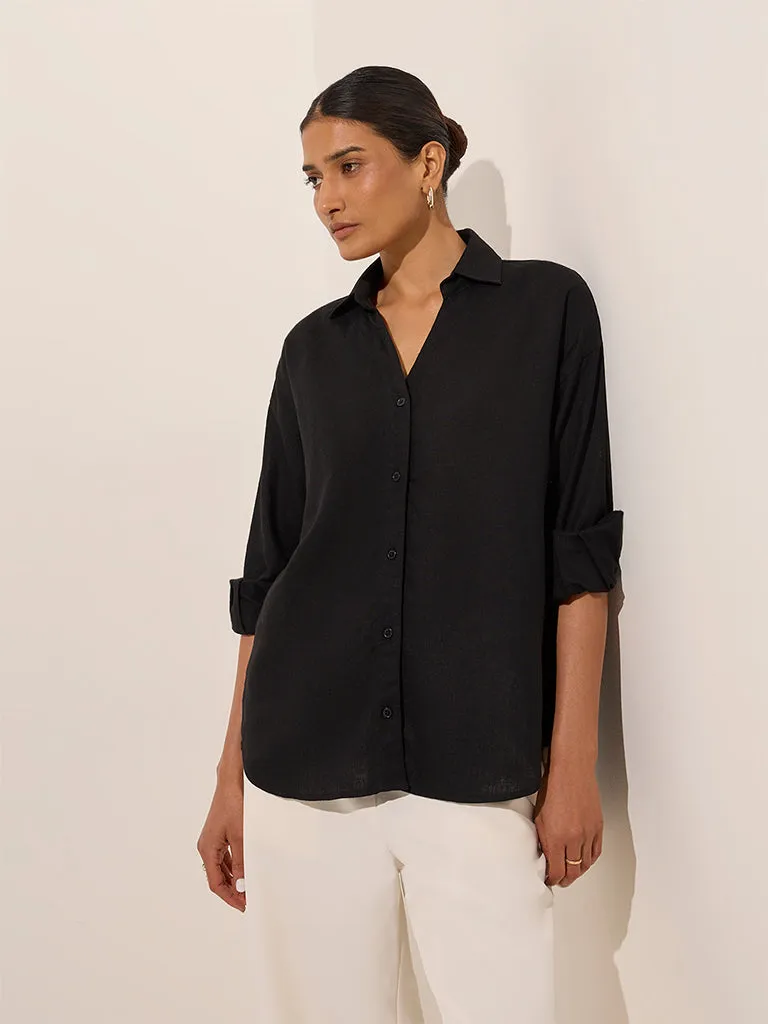 Wardrobe Black Solid Shirt